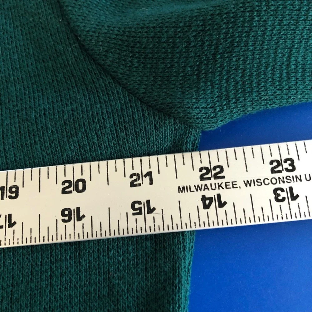 Vintage‎ Green Knit Cardigan Sweater Mens L Mr Rogers Academia Orlon Puritan